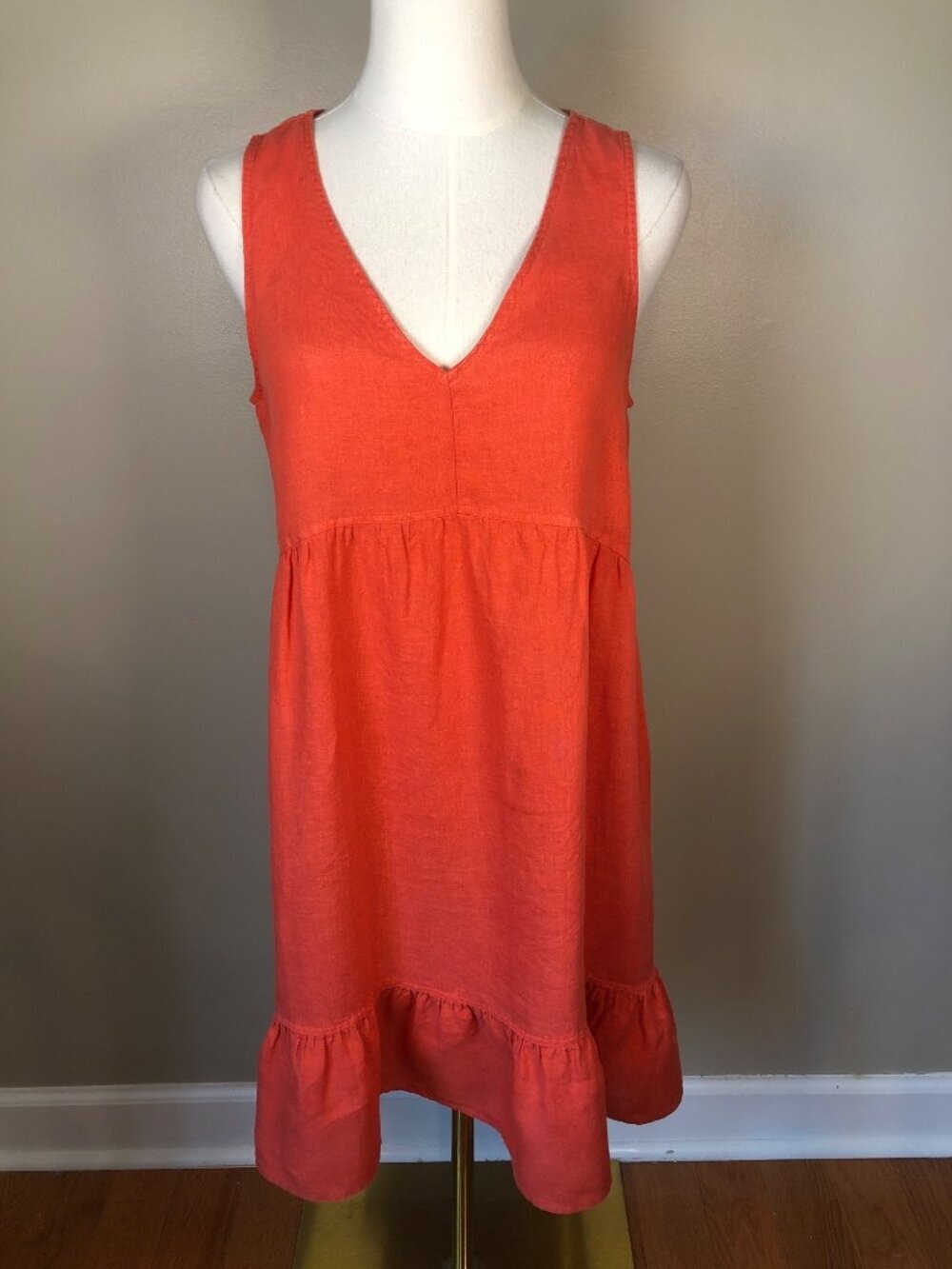 Cynthia Rowley 100% Linen Red Sundress Beach Coastal Lagenlook Size S